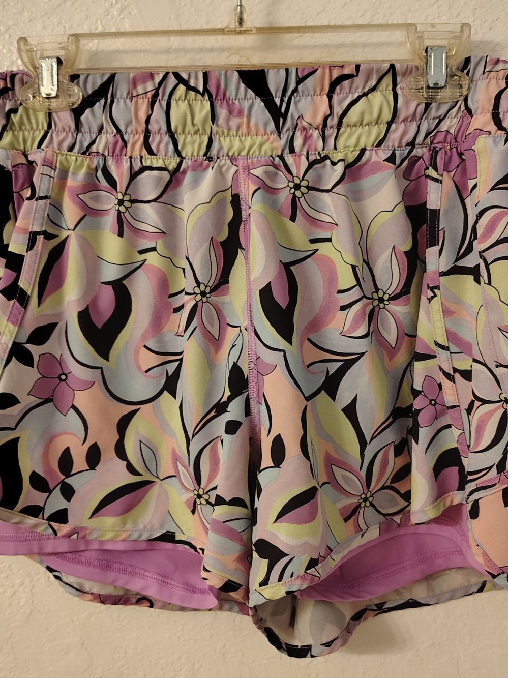 Avia Lavender Athletic Shorts with Subtle Floral Accent